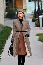 Load image into Gallery viewer, Irina Fall Coat in Hounds Tooths Brown