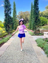 Load image into Gallery viewer, Rose 3D flower top in violet