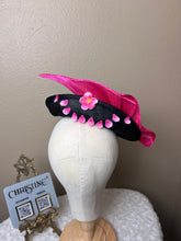 Load image into Gallery viewer, Black pink bow fuchsia with cherry flowers