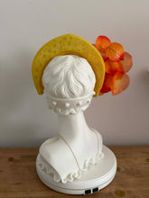 Load image into Gallery viewer, Yellow Orange halo facisnator matching dress