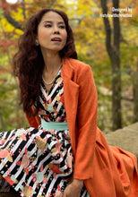 Load image into Gallery viewer, Audrey coat in Tweed patterns Orange free matching pink dress size XS