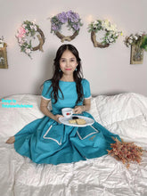 Load image into Gallery viewer, Lily Dress in "AQUA" Blue cotton - Shop women style vintage, Audrey Hepburn jackets online -Christine