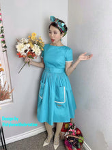 Load image into Gallery viewer, Lily Dress in "AQUA" Blue size S - Shop women style vintage, Audrey Hepburn jackets online -Christine