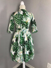 Load image into Gallery viewer, Laura Dress in Solid cotton Tropical Leaves size S - Shop women style vintage, Audrey Hepburn jackets online -Christine