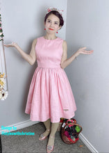 Load image into Gallery viewer, Audrey Dress in Powder Pink cotton size S - Shop women style vintage, Audrey Hepburn jackets online -Christine
