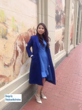 Load image into Gallery viewer, Audrey coat in Wool Blue - Shop women style vintage, Audrey Hepburn jackets online -Christine