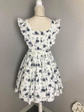 Load image into Gallery viewer, Pinafore Dress in Roses Linen size S - Shop women style vintage, Audrey Hepburn jackets online -Christine