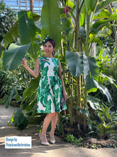 Load image into Gallery viewer, Audrey Dress in Banana Leaf Dragonfly gemstones brooch Size S - Shop women style vintage, Audrey Hepburn jackets online -Christine