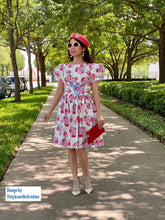 Load image into Gallery viewer, Bella Dress in Rose blooms cotton - Shop women style vintage, Audrey Hepburn jackets online -Christine