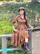 Load image into Gallery viewer, Hana Dress in Solid Camel cotton - Shop women style vintage, Audrey Hepburn jackets online -Christine