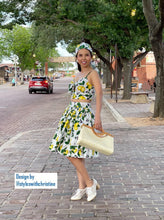 Load image into Gallery viewer, Julie skirt matching top in Lemon Print cotton size S - Shop women style vintage, Audrey Hepburn jackets online -Christine