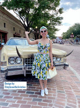 Load image into Gallery viewer, Julie skirt matching top in Lemon Print cotton size S - Shop women style vintage, Audrey Hepburn jackets online -Christine
