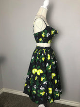 Load image into Gallery viewer, Julie skirt matching top in Lemon Black Print cotton - Shop women style vintage, Audrey Hepburn jackets online -Christine