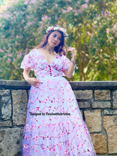 Load image into Gallery viewer, Bella gown in mesh embroidered flowers