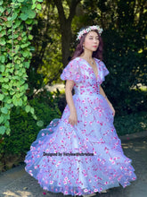 Load image into Gallery viewer, Bella gown in mesh embroidered flowers