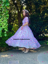 Load image into Gallery viewer, Bella gown in mesh embroidered flowers