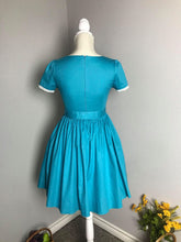 Load image into Gallery viewer, Lily Dress in "AQUA" Blue cotton - Shop women style vintage, Audrey Hepburn jackets online -Christine