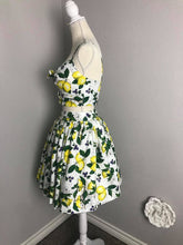 Load image into Gallery viewer, Julie skirt matching top in Lemon Print cotton size S - Shop women style vintage, Audrey Hepburn jackets online -Christine