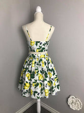 Load image into Gallery viewer, Julie skirt matching top in Lemon Print cotton size S - Shop women style vintage, Audrey Hepburn jackets online -Christine