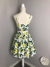 Load image into Gallery viewer, Julie skirt matching top in Lemon Print cotton - Shop women style vintage, Audrey Hepburn jackets online -Christine