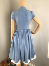 Load image into Gallery viewer, Kate Dress in Solid Blue Cotton - Shop women style vintage, Audrey Hepburn jackets online -Christine