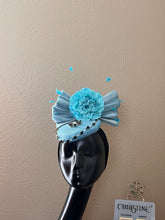 Load image into Gallery viewer, Christine hat, derby hat, hat matching dress, wedding hat, Kentucky hat, Ascot hat, mother of bride hat, mother of groom hat, church hat, headpiece, occasions hat, hat matching dress, bead hat, pearls hat, Rhinestone hat, feather hat, church hat
