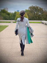 Load image into Gallery viewer, Elizabeth dress in grey matching cape
