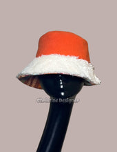 Load image into Gallery viewer, orange wool felt, white fur hat matching coat
