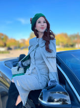 Load image into Gallery viewer, Elizabeth dress in grey matching cape
