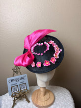 Load image into Gallery viewer, Black pink bow fuchsia  with cherry flowers
