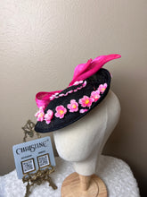 Load image into Gallery viewer, Black pink bow fuchsia  with cherry flowers
