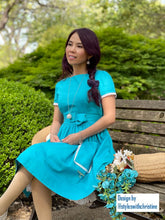 Load image into Gallery viewer, Lily Dress in "AQUA" Blue size S - Shop women style vintage, Audrey Hepburn jackets online -Christine
