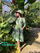 Load image into Gallery viewer, Laura Dress in Solid cotton Tropical Leaves size S - Shop women style vintage, Audrey Hepburn jackets online -Christine
