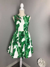 Load image into Gallery viewer, Audrey Dress in Banana Leaf Dragonfly gemstones brooch - Shop women style vintage, Audrey Hepburn jackets online -Christine
