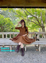 Load image into Gallery viewer, Hana Dress in Solid Camel cotton - Shop women style vintage, Audrey Hepburn jackets online -Christine
