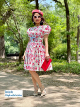 Load image into Gallery viewer, Bella Dress in Rose blooms cotton size S - Shop women style vintage, Audrey Hepburn jackets online -Christine
