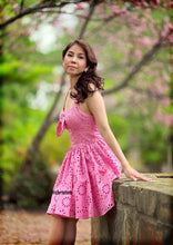 Load image into Gallery viewer, May Dress in Embroidered flower pink cotton
