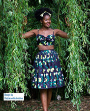 Load image into Gallery viewer, Julie skirt matching top in Lemon Black Print cotton - Shop women style vintage, Audrey Hepburn jackets online -Christine
