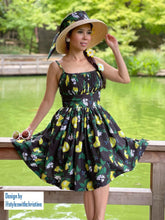 Load image into Gallery viewer, Lana Dress in lemon print cotton Size S - Shop women style vintage, Audrey Hepburn jackets online -Christine
