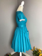 Load image into Gallery viewer, Lily Dress in "AQUA" Blue cotton - Shop women style vintage, Audrey Hepburn jackets online -Christine
