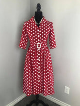 Load image into Gallery viewer, Kathy Dress in Red White Polka Dots size M - Shop women style vintage, Audrey Hepburn jackets online -Christine
